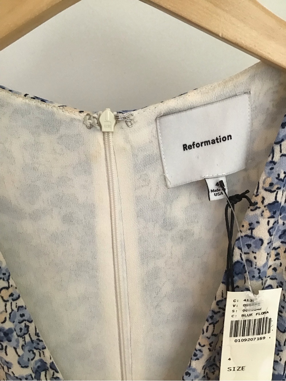 Reformation Naira Midi Dress Size 4 Blue Floral - Picture 15 of 16